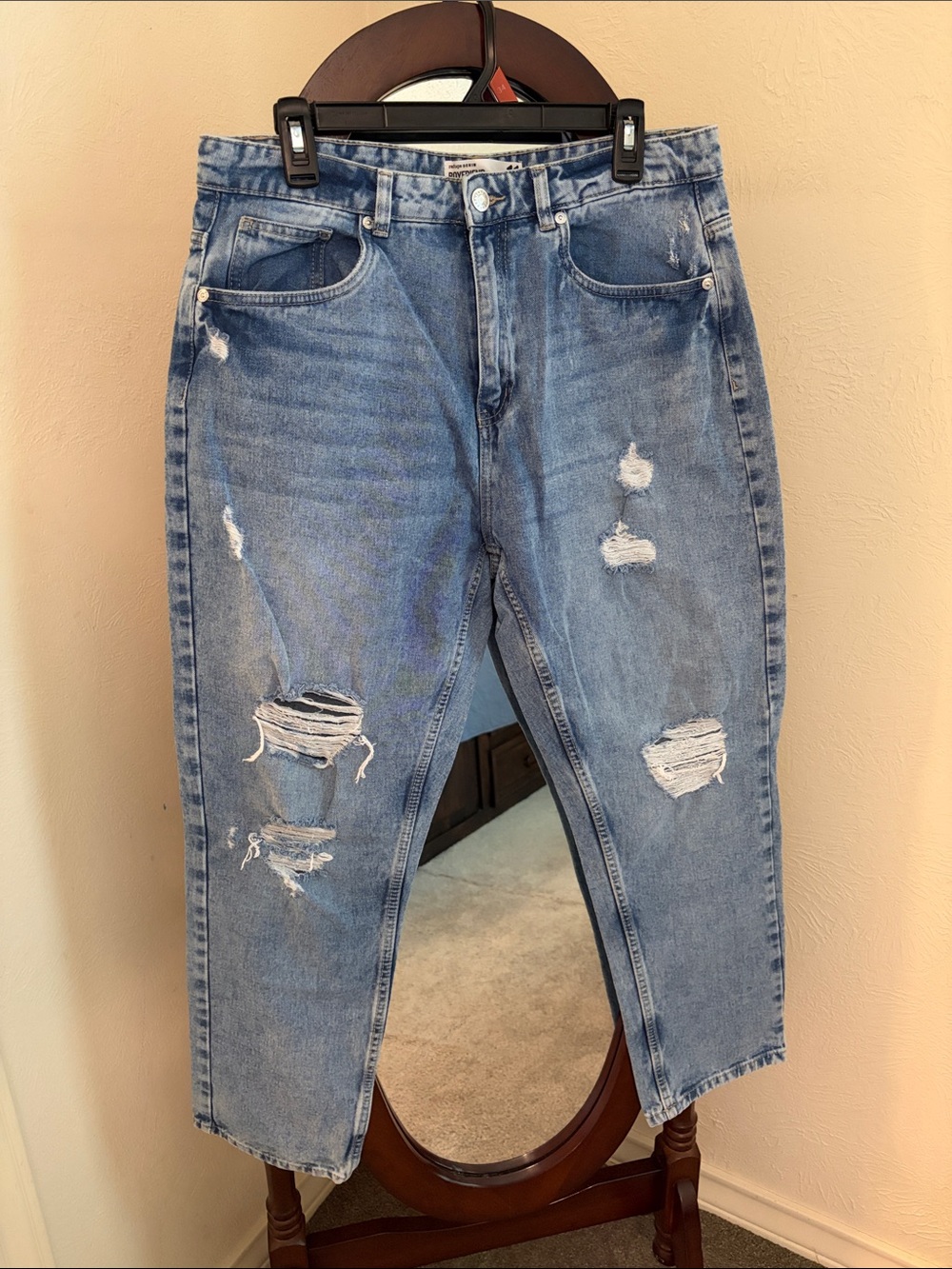 refuge Medium Blue Distressed Boyfriend Jeans